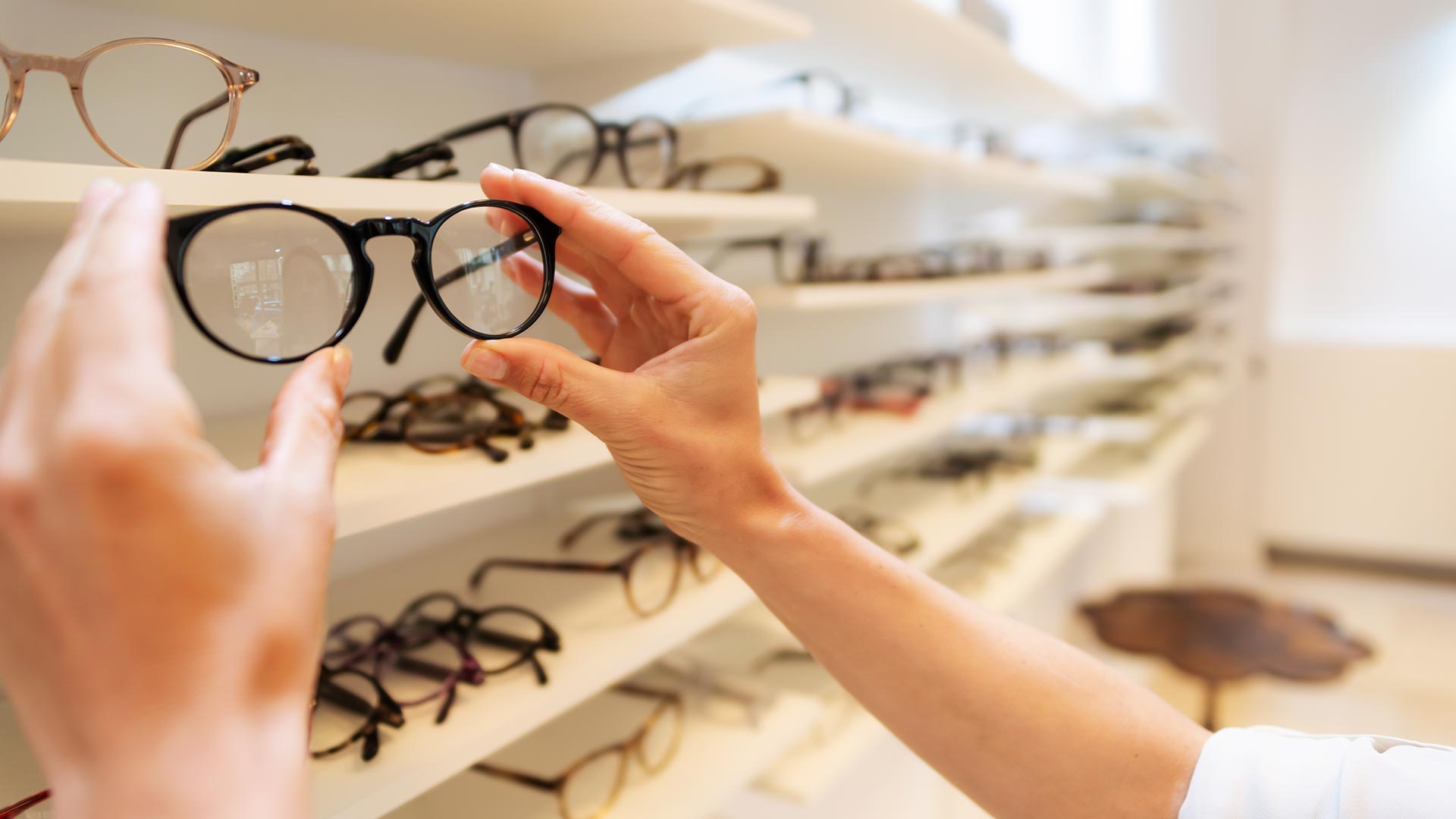 person in an eyeglass' shop